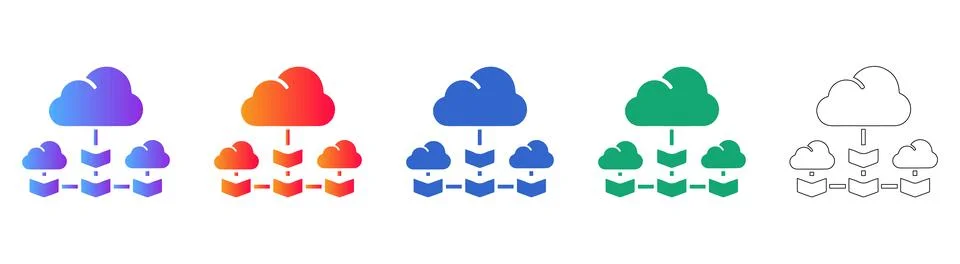 Cloud Network Hierarchical Structure Illustration Illustrazione stock