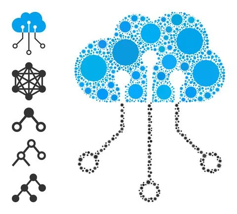 Cloud Network Icon - Bacterium Collage And Other Icons Stock Illustration