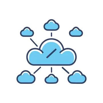 Cloud network icon. Connected clouds symbolizing data sharing, collaboratio.. Stock Illustration