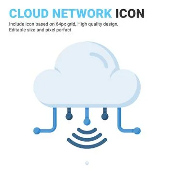 Cloud network icon vector with flat color style isolated on white background 스톡 일러스트