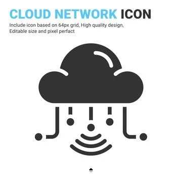 Cloud network icon vector with glyph style isolated on white background 스톡 일러스트