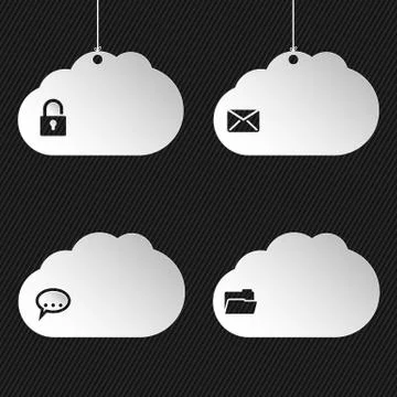 Cloud network icons on black background Stock Illustration
