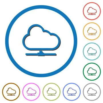 Cloud network icons with shadows and outlines Stockillustratie