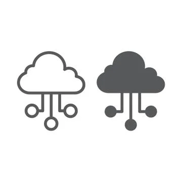Cloud network line and glyph icon, internet and seo, connection sign, vector Stockillustratie
