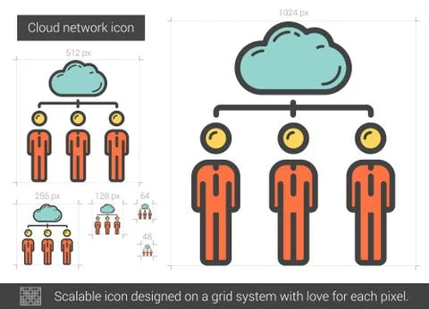 Cloud network line icon Stock Illustration
