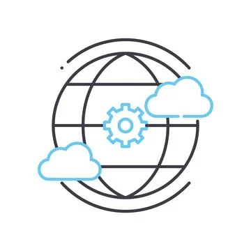 Cloud network line icon, outline symbol, vector illustration, concept sign 스톡 일러스트