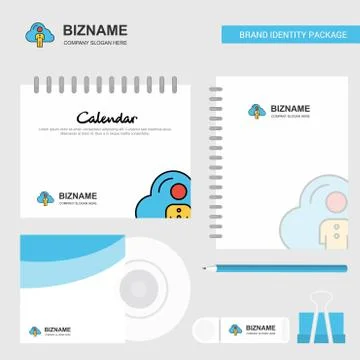 Cloud network Logo, Calendar Template, CD Cover, Diary and USB Brand Stationa イラスト素材