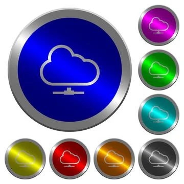 Cloud network luminous coin-like round color buttons Stock Illustration