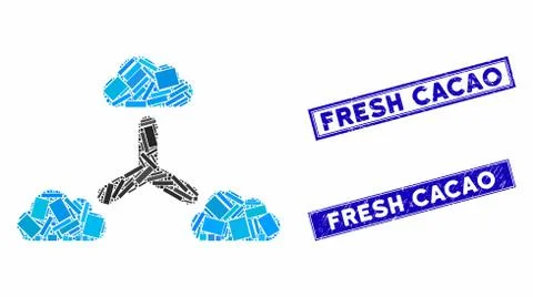 Cloud Network Mosaic and Distress Rectangle Fresh Cacao Watermarks Stock Illustration