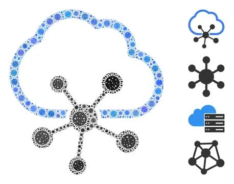 Cloud Network Mosaic of Covid Virus Elements 스톡 일러스트
