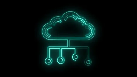 Cloud network neon glow animation for technology and computing concept Stock Footage 322974745