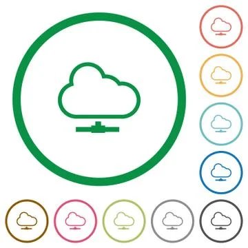 Cloud network outlined flat icons Stock Illustration