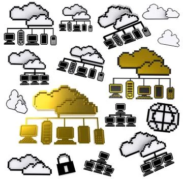 Cloud network pixel icon Stock Illustration