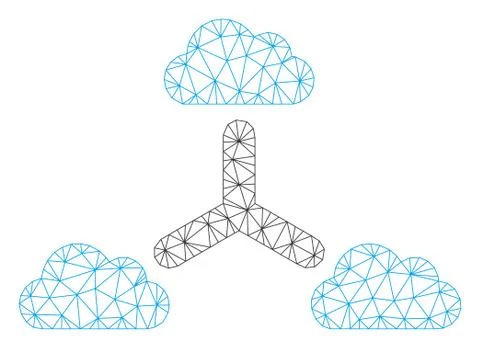 Cloud Network Polygonal Frame Vector Mesh Illustration Stock Illustration