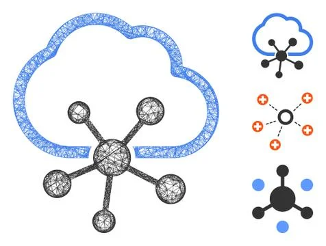 Cloud Network Polygonal Web Vector Mesh Illustration 스톡 일러스트