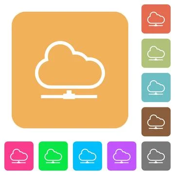 Cloud network rounded square flat icons Illustrazione stock
