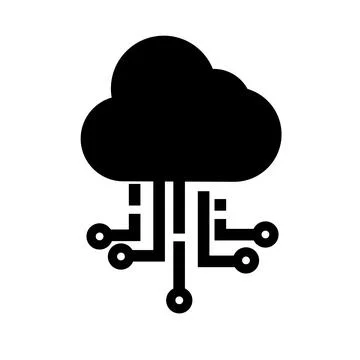 Cloud network silhouette icon. Cyber. Vector. Stock Illustration