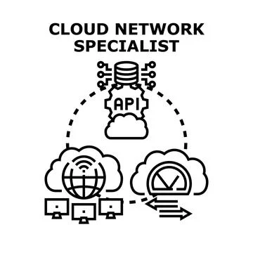 Cloud network specialist managing digital infrastructure technology 스톡 일러스트
