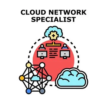 Cloud network specialist working with data infrastructure management 스톡 일러스트