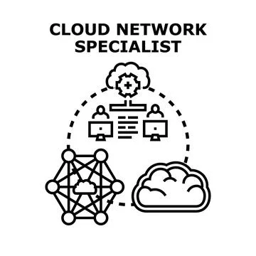 Cloud network specialist working with data infrastructure management Stock Illustration
