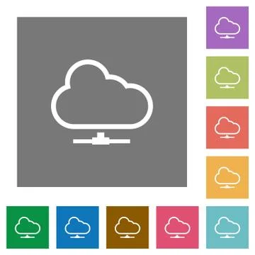 Cloud network square flat icons Ilustración de archivo