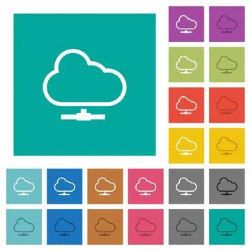 Cloud network square flat multi colored icons Illustrazione stock