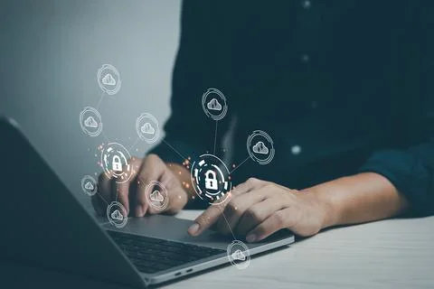 Cloud network storage Computer online technology for computer business virtua Foto stock