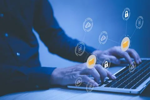 Cloud network storage Computer online technology for computer business virtua Stock Photos