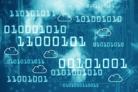 Cloud network technology background with binary codes Stock Illustration