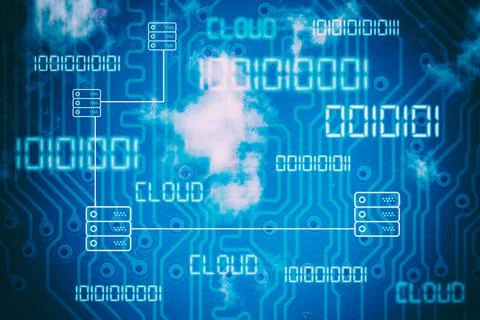 Cloud network technology background with binary codes 스톡 일러스트