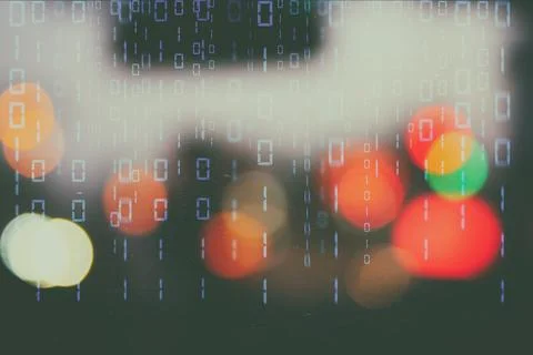 Cloud network technology background with binary codes and bokeh light Stock Illustration