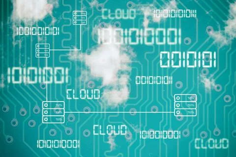 Cloud network technology background with binary codes Illustrazione stock