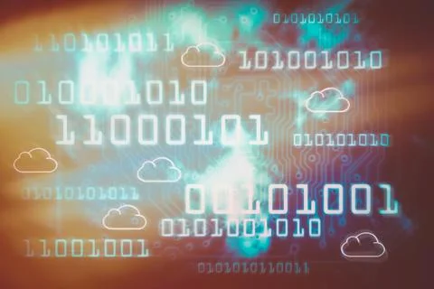 Cloud network technology background with binary codes 스톡 일러스트