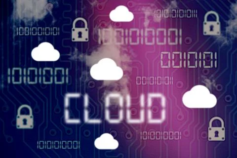 Cloud network technology background with the lettering CLOUD Illustrazione stock