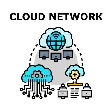 Cloud network technology integrating data and users イラスト素材