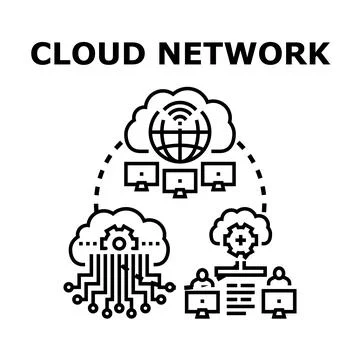 Cloud network technology integrating data and users イラスト素材