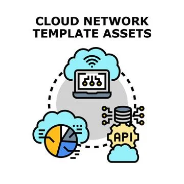 Cloud network template assets for internet technology Stock-Illustration