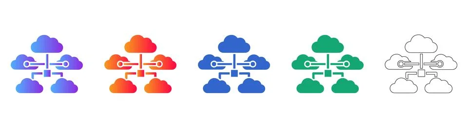 Cloud Network Topology and Connectivity Icons イラスト素材