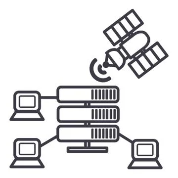 Cloud network vector line icon, sign, illustration on white background, edita イラスト素材