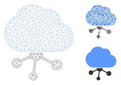 Cloud Network Vector Mesh 2D Model and Triangle Mosaic Icon Stock Illustration