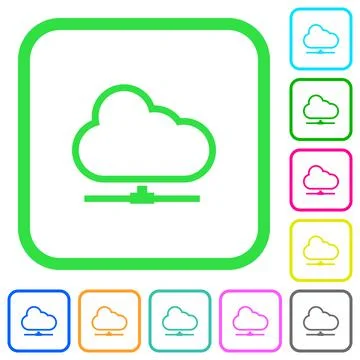 Cloud network vivid colored flat icons icons 스톡 일러스트