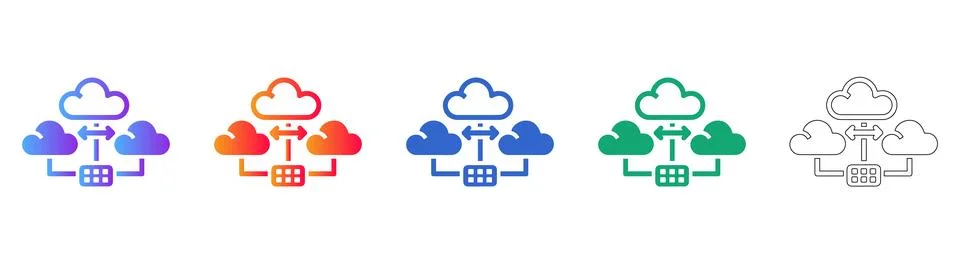 Cloud Networking and Data Sync Icons 库存插图