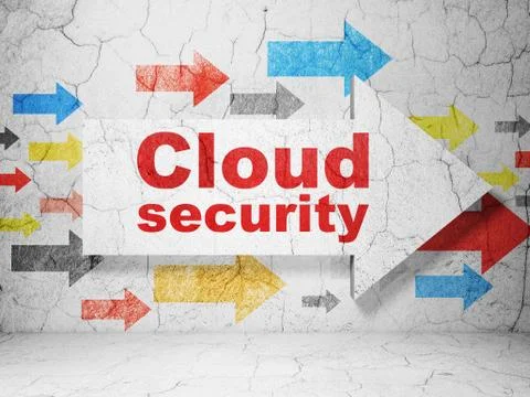 Cloud networking concept: arrow with Cloud Security on grunge wall background Stock Illustration
