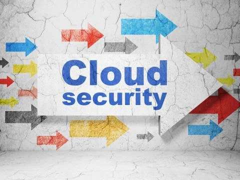Cloud networking concept: arrow with Cloud Security on grunge wall background Illustrazione stock