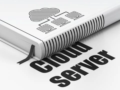 Cloud networking concept: book Cloud Network, Cloud Server on white background Illustrazione stock