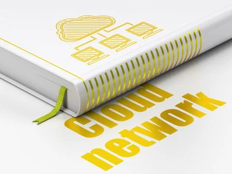 Cloud networking concept: book Cloud Network, Cloud Network on white background Illustrazione stock