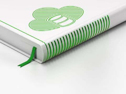 Cloud networking concept: closed book, Database With Cloud on white background Illustrazione stock