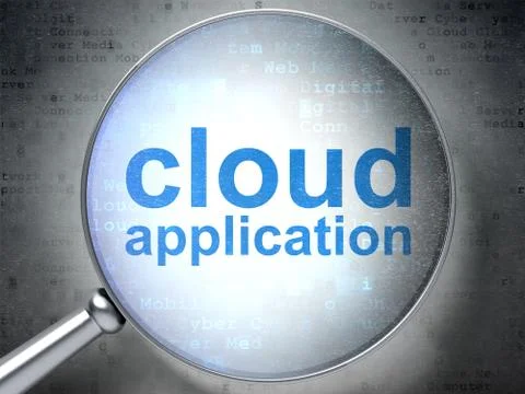 Cloud networking concept: Cloud Application with optical glass Stock Illustration