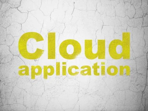 Cloud networking concept: Cloud Application on wall background Stock Illustration