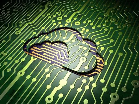 Cloud networking concept: Cloud on circuit board background Stock Illustration